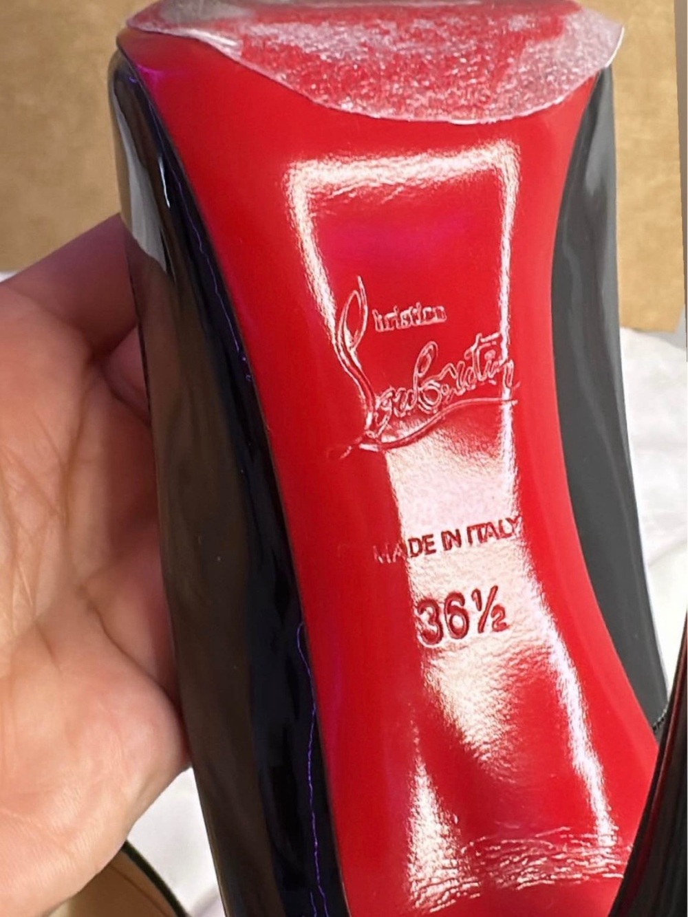 Christian Louboutin Black Patent Pumps with Signature Red Sole - Picture 3 of 4